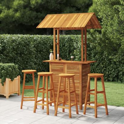 Set mobilier de bar de grădină, 5 piese, lemn masiv de acacia GartenMobel Dekor