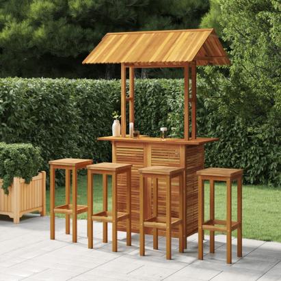 Set mobilier de bar de grădină, 5 piese, lemn masiv de acacia GartenMobel Dekor