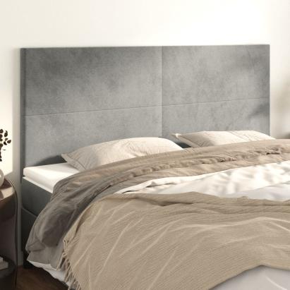 Tăblii de pat, 4 buc, gri deschis, 100x5x78/88 cm, catifea GartenMobel Dekor