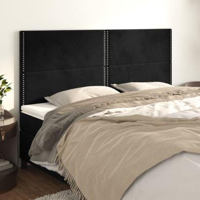 Tăblii de pat, 4 buc, negru, 100x5x78/88 cm, catifea GartenMobel Dekor