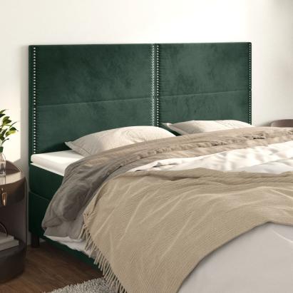 Tăblii de pat, 4 buc, verde închis, 100x5x78/88 cm, catifea GartenMobel Dekor