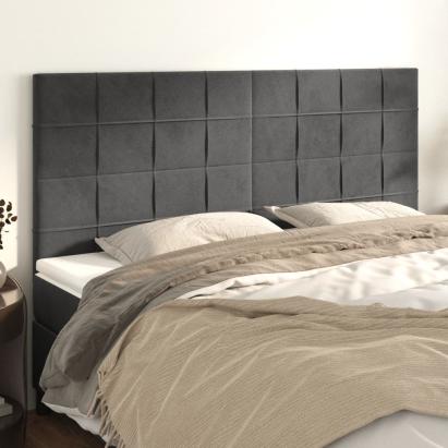 Tăblii de pat, 4 buc, gri închis, 90x5x78/88 cm, catifea GartenMobel Dekor
