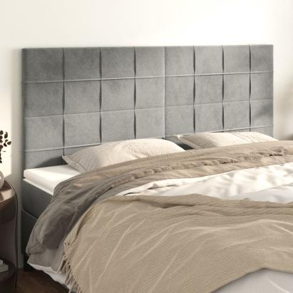 Tăblii de pat, 4 buc, gri deschis, 100x5x78/88 cm, catifea GartenMobel Dekor