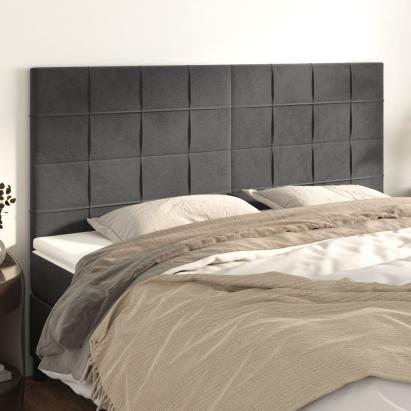 Tăblii de pat, 4 buc, gri închis, 100x5x78/88 cm, catifea GartenMobel Dekor