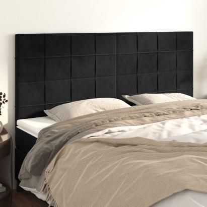 Tăblii de pat, 4 buc, negru, 100x5x78/88 cm, catifea GartenMobel Dekor