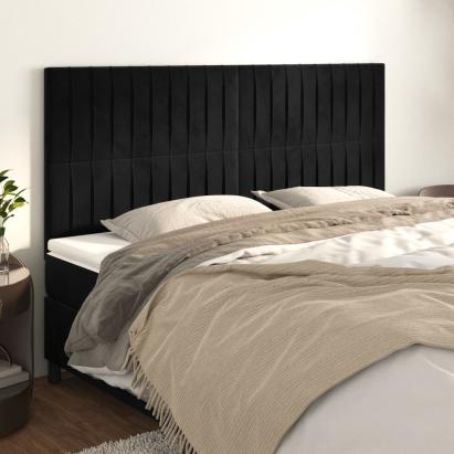 Tăblii de pat, 4 buc, negru, 100x5x78/88 cm, catifea GartenMobel Dekor