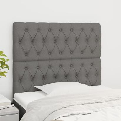 Tăblii de pat, 2 buc, gri închis, 90x7x78/88 cm, textil GartenMobel Dekor