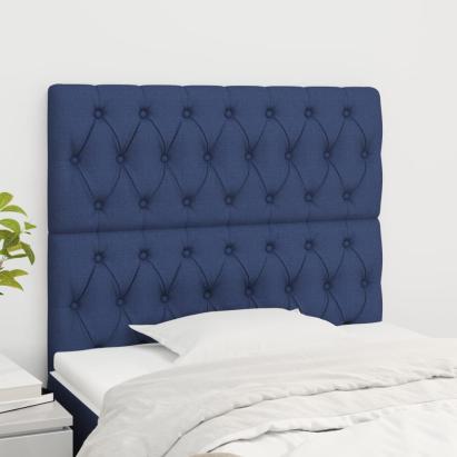 Tăblii de pat, 2 buc, albastru, 90x7x78/88 cm, textil GartenMobel Dekor