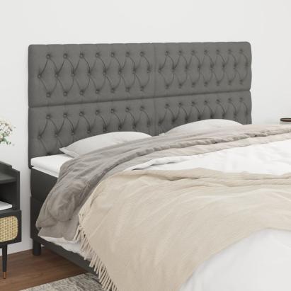 Tăblii de pat, 4 buc, gri închis, 90x7x78/88 cm, textil GartenMobel Dekor