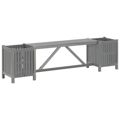 Bancă de grădină cu 2 jardiniere, 150 cm, gri, lemn de acacia GartenMobel Dekor