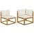 Set canapea 2 piese cu perne alb crem, lemn masiv de acacia GartenMobel Dekor