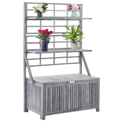 Cutie depozitare cu spalier, gri 99x55x160 cm lemn masiv acacia GartenMobel Dekor