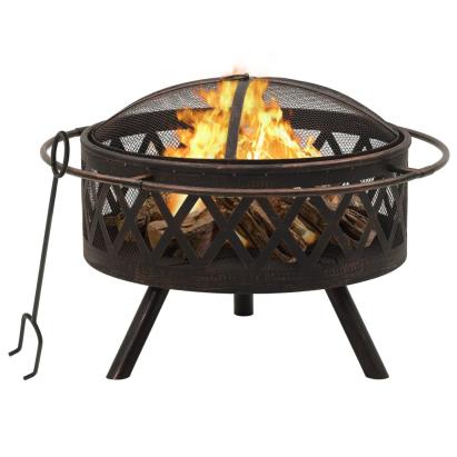 Vatră de foc rustică, cu vătrai, 76 cm, oțel, XXL GartenMobel Dekor