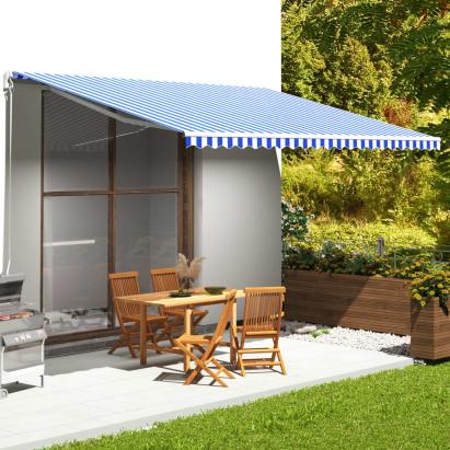 Pânză de rezervă copertină, albastru și alb, 5x3,5 m GartenMobel Dekor