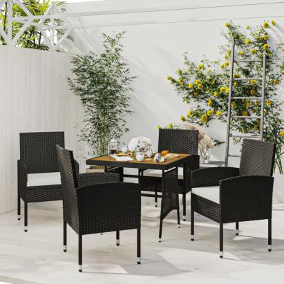 Set mobilier de exterior, 5 piese, negru, poliratan GartenMobel Dekor