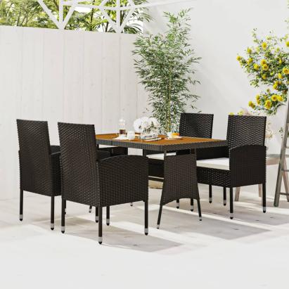 Set mobilier de exterior, 5 piese, negru, poliratan GartenMobel Dekor