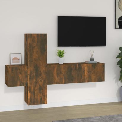 Set dulapuri TV, 3 piese, stejar fumuriu, lemn prelucrat GartenMobel Dekor