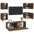 Set dulap TV montat pe perete, stejar afumat, lemn prelucrat GartenMobel Dekor