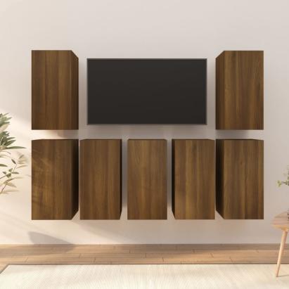 Dulapuri TV, 7 buc., stejar maro, 30,5x30x60 cm, lemn prelucrat GartenMobel Dekor