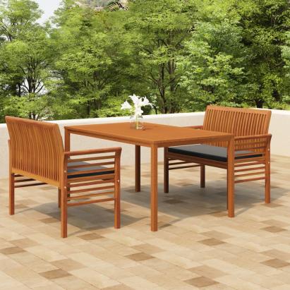 Set mobilier de exterior cu perne, 3 piese, lemn masiv acacia GartenMobel Dekor