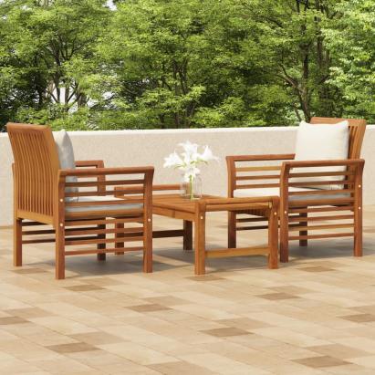 Set mobilier de grădină cu perne, 3 piese, lemn masiv acacia GartenMobel Dekor
