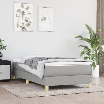 Cadru de pat box spring, gri deschis, 90x200 cm, textil GartenMobel Dekor