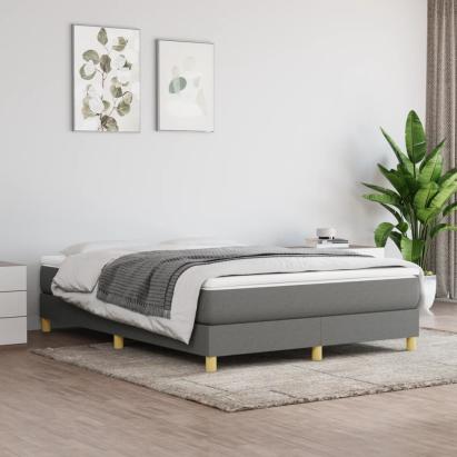 Cadru de pat box spring, gri închis, 140x190 cm, textil GartenMobel Dekor