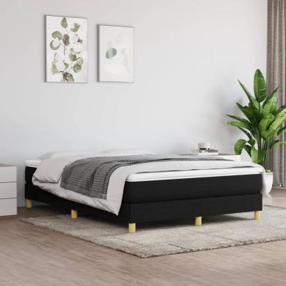 Cadru de pat box spring, negru, 140x190 cm, textil GartenMobel Dekor