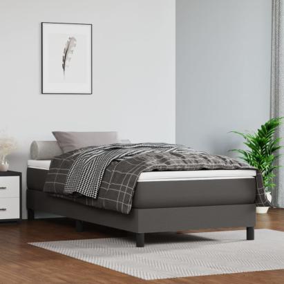 Cadru de pat box spring, gri, 90x190 cm, piele ecologică GartenMobel Dekor