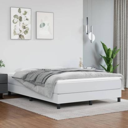 Cadru de pat box spring, alb, 140x190 cm, piele ecologică GartenMobel Dekor