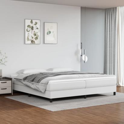 Cadru de pat box spring, alb, 200x200 cm, piele ecologică GartenMobel Dekor