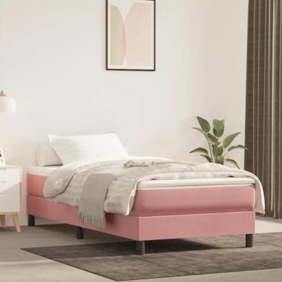 Cadru de pat box spring, roz, 90x190 cm, catifea GartenMobel Dekor