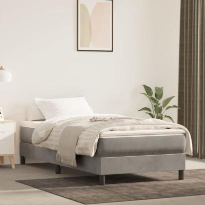 Cadru de pat box spring, gri deschis, 90x200 cm, catifea GartenMobel Dekor