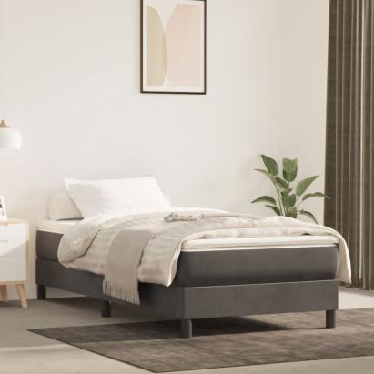 Cadru de pat box spring, gri închis, 90x200 cm, catifea GartenMobel Dekor
