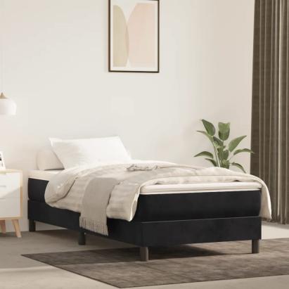 Cadru de pat box spring, negru, 90x200 cm, catifea GartenMobel Dekor