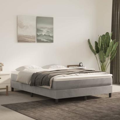 Cadru de pat box spring, gri deschis, 140x190 cm, catifea GartenMobel Dekor