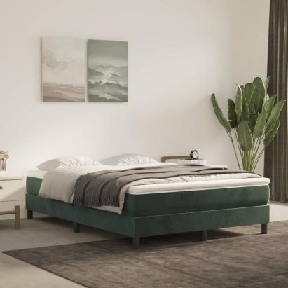 Cadru de pat box spring, verde închis, 140x190 cm, catifea GartenMobel Dekor