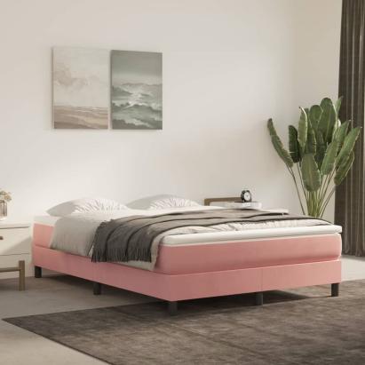 Cadru de pat box spring, roz, 140x190 cm, catifea GartenMobel Dekor