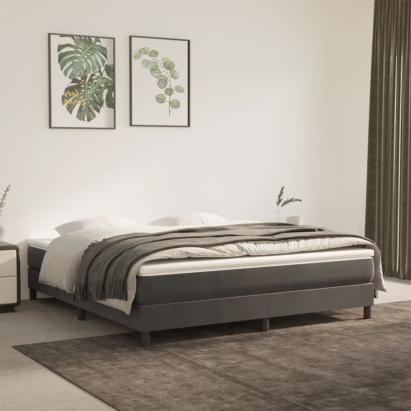 Cadru pat box spring, gri închis, 160x200 cm, catifea GartenMobel Dekor