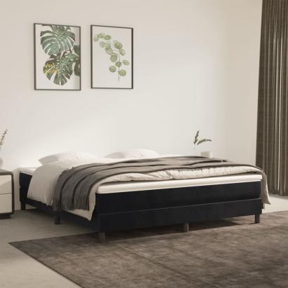 Cadru de pat box spring, negru, 160x200 cm, catifea GartenMobel Dekor