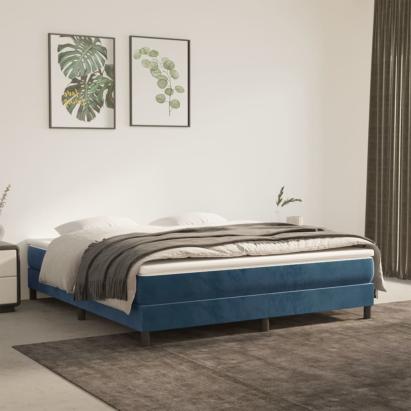 Cadru de pat box spring, albastru închis, 160x200 cm, catifea GartenMobel Dekor
