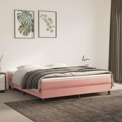 Cadru de pat box spring, roz, 160x200 cm, catifea GartenMobel Dekor