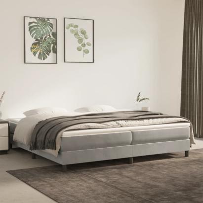 Cadru de pat box spring, gri deschis, 200x200 cm, catifea GartenMobel Dekor