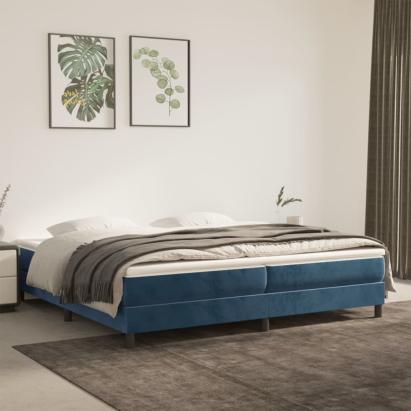Cadru de pat box spring, albastru închis, 200x200 cm, catifea GartenMobel Dekor