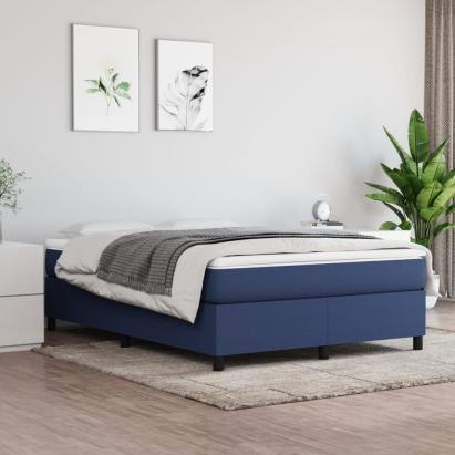 Cadru de pat box spring, albastru, 140x200 cm, textil GartenMobel Dekor
