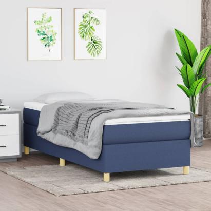 Cadru de pat box spring, albastru, 90x200 cm, textil GartenMobel Dekor