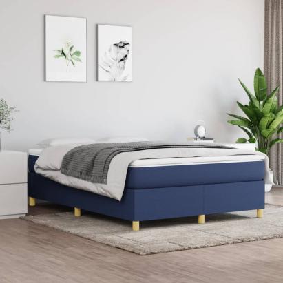 Cadru de pat box spring, albastru, 140x190 cm, textil GartenMobel Dekor