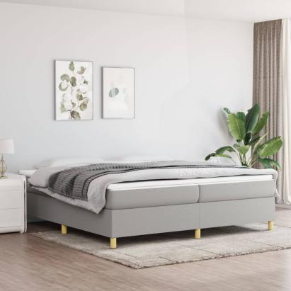 Cadru de pat box spring, gri deschis, 200x200 cm, textil GartenMobel Dekor