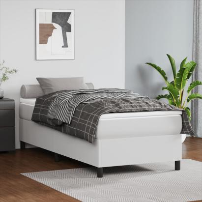 Cadru de pat box spring, alb, 90x190 cm, piele ecologică GartenMobel Dekor