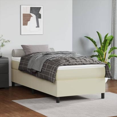 Cadru de pat box spring, crem, 90x190 cm, piele ecologică GartenMobel Dekor